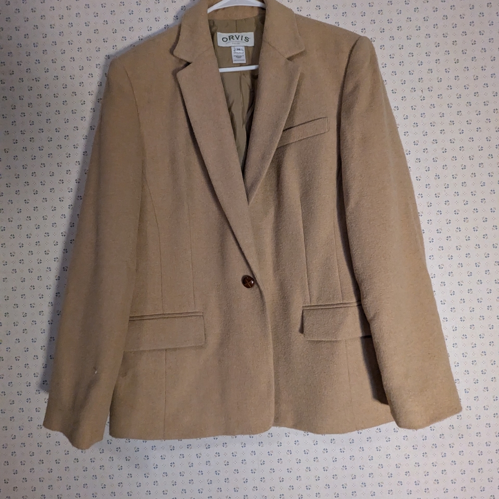 Orvis Blazer Camel Hair Women's Tan Jacket 14 Old Money Luxury Classic Timeless